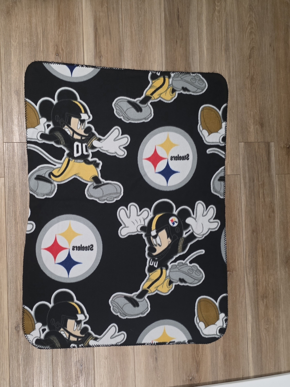 Kids Black Mickey Mouse Pittsburgh Steelers Fleece Blanket